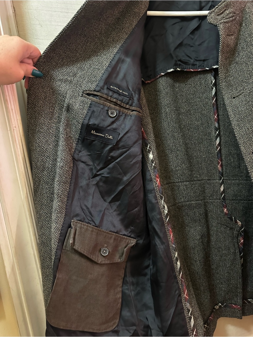Massimo Dutti Extra Fine Wool Herringbone Military Field Jacket Elbow Patches - Picture 6 of 11